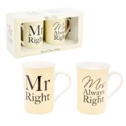 Lesser And Pavey Mr Right & Mrs Always Right Mug Pair Wedding Gifts GENERAL GIFTS