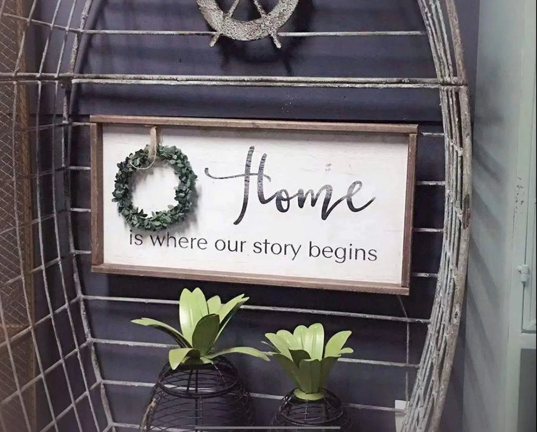 Paris Loft GENERAL GIFTS Home Is Where Our Story Begins Rustic Wood Signs With Wreath 8 Paris Loft GENERAL GIFTS Home Is Where Our Story Begins Rustic Wood Signs With Wreath
