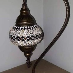 Giftworks Brown Diamond Swan Neck Turkish Moroccan Handmade Mosaic Lamp GENERAL GIFTS