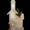 Giftworks CHRISTMAS SHOP WHITE WOODEN CHURCH WITH FENCE AND LED LIGHTS