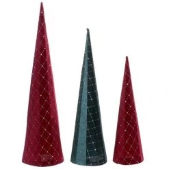Itemint CHRISTMAS SHOP CHRISTMAS CONE SET 3 FLANNEL 10X1X60 SPARKLY BORDEAUX