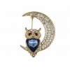 Indulgence Jewellery Rose Gold Crystal Montana Owl & Moon Brooch