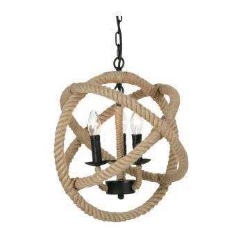 Giftworks LIGHTING Corde 3 Light Ceiling Lights Pendant, Rope Finish 3 Giftworks LIGHTING Corde 3 Light Ceiling Lights Pendant, Rope Finish