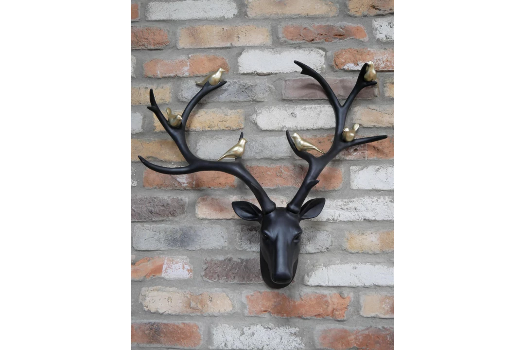 Dutch Brothers GENERAL GIFTS Stag Head With Gold Birds 3 Dutch Brothers GENERAL GIFTS Stag Head With Gold Birds