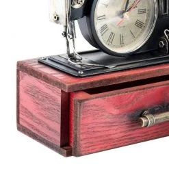 Itemint GENERAL GIFTS Sewing Machine Clock Trinket Box (Red)