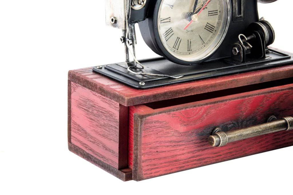 Itemint GENERAL GIFTS Sewing Machine Clock Trinket Box (Red) 4 Itemint GENERAL GIFTS Sewing Machine Clock Trinket Box (Red)