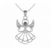 Giftworks Rodium Angel Pendant With Crystal JEWELLERY