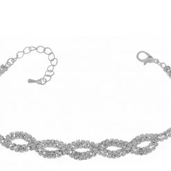 Giftworks JEWELLERY Rhodium Twisted Diamante Chain Clasp