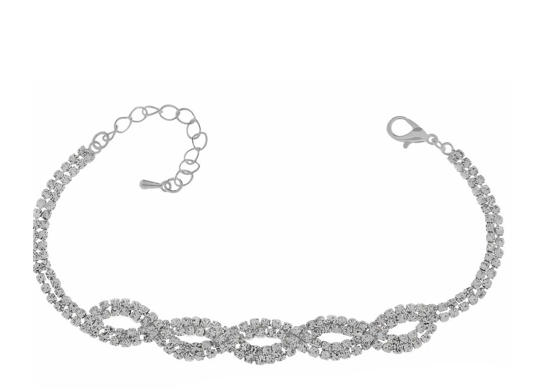 Giftworks JEWELLERY Rhodium Twisted Diamante Chain Clasp 3 Giftworks JEWELLERY Rhodium Twisted Diamante Chain Clasp