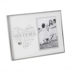 Giftworks 4" X 6" - Nickel Plated Heart Frame - Sisters Frame FRAMES