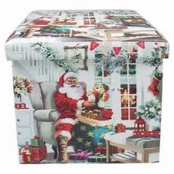 Lesser And Pavey Christmas Folding Cube Storage Box Seat Faux Leather Padded GENERAL GIFTS