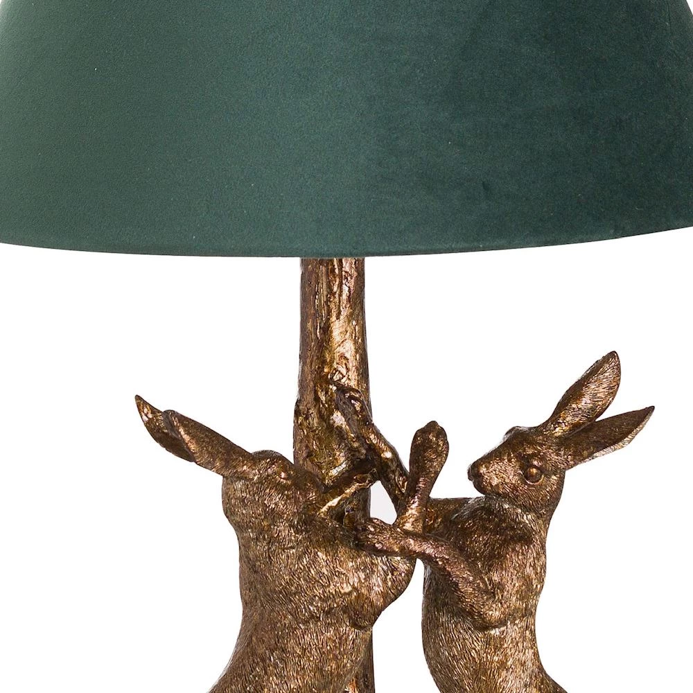 WJSampson Antique Gold Hares Table Lamp With Green Shade GENERAL GIFTS 4 WJSampson Antique Gold Hares Table Lamp With Green Shade GENERAL GIFTS