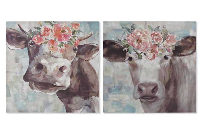 ITEM Cow Canvas Wall Art With Floral Crown GENERAL GIFTS 6 ITEM Cow Canvas Wall Art With Floral Crown GENERAL GIFTS
