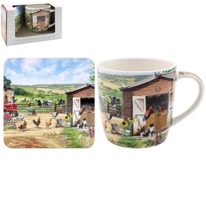 Lesser And Pavey FARMHOUSE FINE CHINA MUG & COASTER SET GENERAL GIFTS 4 Lesser And Pavey FARMHOUSE FINE CHINA MUG & COASTER SET GENERAL GIFTS
