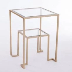 Giftworks Gold Square 2 Tiered Side Lamp Table GENERAL GIFTS