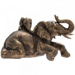Lesser And Pavey Reflections Bronzed Elephant And Calf Gifts