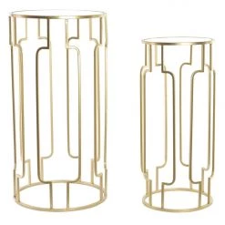 Giftworks Geometric Set Of 2 Tables Gold Side Table