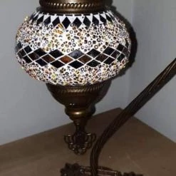 Giftworks Brown Diamond Swan Neck Turkish Moroccan Handmade Mosaic Lamp GENERAL GIFTS