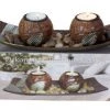 IKO Double Tea Light Holder Set With Leaf Decoration 26x10cm (Pre Order For Mid September)