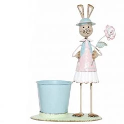 Enchante Mrs Pastel Metal Bunny With Pot Easter Decorations GENERAL GIFTS