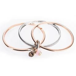 Giftworks ROSE/GOLD & SILVER/ROSE QUARTZ BANGLES