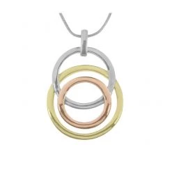 Giftworks GENERAL GIFTS Rhodium, Gold, Rose Gold Three Ring Necklace (INEC3814)