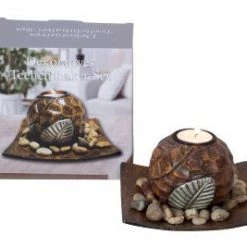 IKO Tea Light Holder Set With Leaf Decoration 15,5x15,5cm (Pre Order For Mid September)