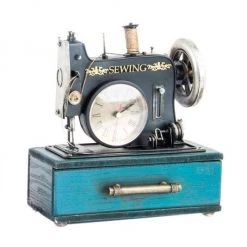 Itemint GENERAL GIFTS Sewing Machine Clock Trinket Box (Blue)