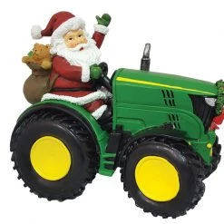 Giftworks SANTA DRIVING HIS JOHN DEERE TRACTOR ORNAMENT