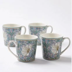 Lesser And Pavey Set Of 4 William Morris Pimpernel Mugs