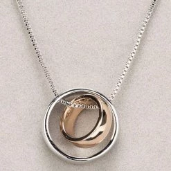 Giftworks Newgrange Living Silver & Rose Gold Ring Pendant GENERAL GIFTS