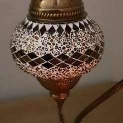 Giftworks Brown Diamond Swan Neck Turkish Moroccan Handmade Mosaic Lamp GENERAL GIFTS