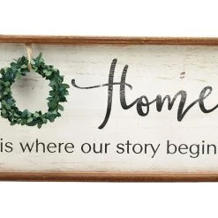 Paris Loft GENERAL GIFTS Home Is Where Our Story Begins Rustic Wood Signs With Wreath 15 Paris Loft GENERAL GIFTS Home Is Where Our Story Begins Rustic Wood Signs With Wreath