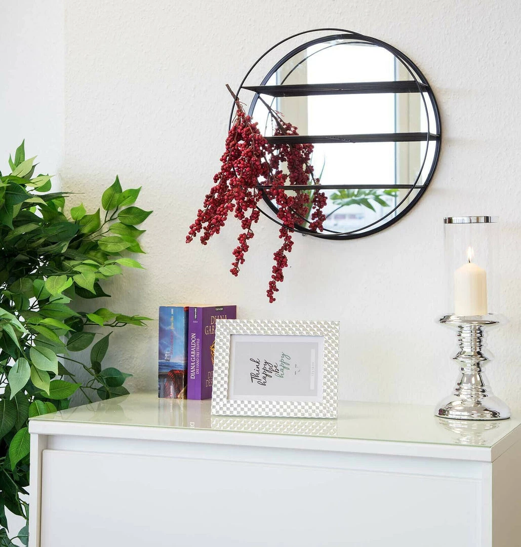 Giftworks GENERAL GIFTS BETTY METAL WALL MIRROR SHELF BLACK 3 Giftworks GENERAL GIFTS BETTY METAL WALL MIRROR SHELF BLACK