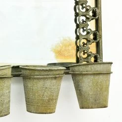 Minster SILVER 78CM RUSTY WALL MIRROR WITH PLANTER ( PRE ORDER FOR LATE MARCH)