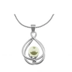 Giftworks Rhodium Weave Shape With Pearl Necklace JEWELLERY