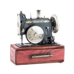 Itemint GENERAL GIFTS Sewing Machine Clock Trinket Box (Red)