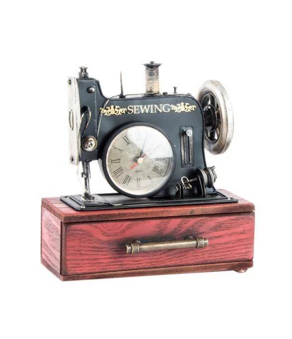 Itemint GENERAL GIFTS Sewing Machine Clock Trinket Box (Red) 3 Itemint GENERAL GIFTS Sewing Machine Clock Trinket Box (Red)