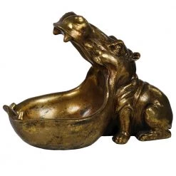 WJSampson GOLD HIPPO DESK FIGURINE 29X16X22CM