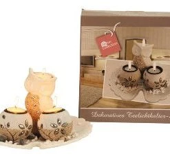 Giftworks Tea Light Holder Set With Owl D=22cm (Pre Order For Mid September) GENERAL GIFTS