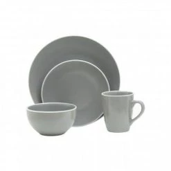 Premier Housewares 16Pc Grey Dinner Set With White Rim GENERAL GIFTS