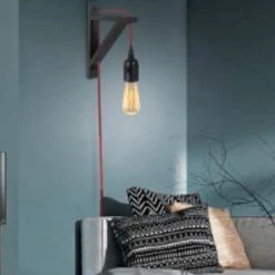 Giftworks Black Wall Sconce With Red Cable GENERAL GIFTS 5 Giftworks Black Wall Sconce With Red Cable GENERAL GIFTS