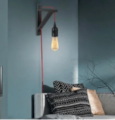 Giftworks Black Wall Sconce With Red Cable GENERAL GIFTS 4 Giftworks Black Wall Sconce With Red Cable GENERAL GIFTS