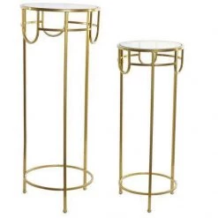 Giftworks FURNITURE Golden Auxiliary Side Tables Set Of 2