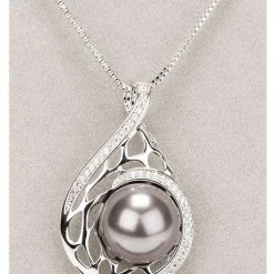 Giftworks Newgrange Living Grey Pearl Teardrop Pendant