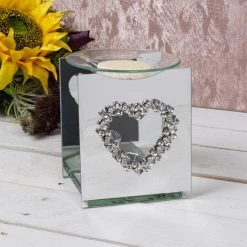 Lesser And Pavey Mirror Diamanté Heart Wax Burner GENERAL GIFTS