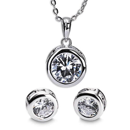 Kirkwood Group GENERAL GIFTS SILVER LARGE WHITE STONE NECKLACE AND EARRING GIFT SET 3 Kirkwood Group GENERAL GIFTS SILVER LARGE WHITE STONE NECKLACE AND EARRING GIFT SET