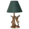 WJSampson Antique Gold Hares Table Lamp With Green Shade GENERAL GIFTS