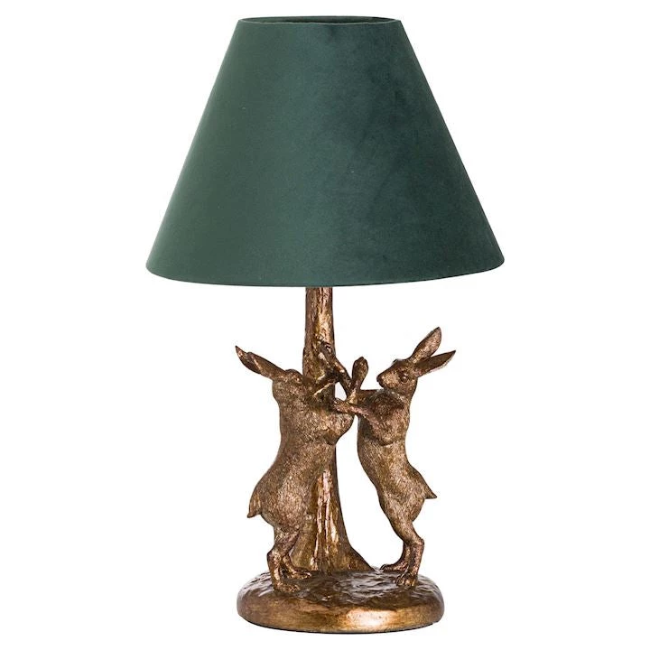WJSampson Antique Gold Hares Table Lamp With Green Shade GENERAL GIFTS 3 WJSampson Antique Gold Hares Table Lamp With Green Shade GENERAL GIFTS