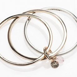 Giftworks ROSE/GOLD & SILVER/ROSE QUARTZ BANGLES